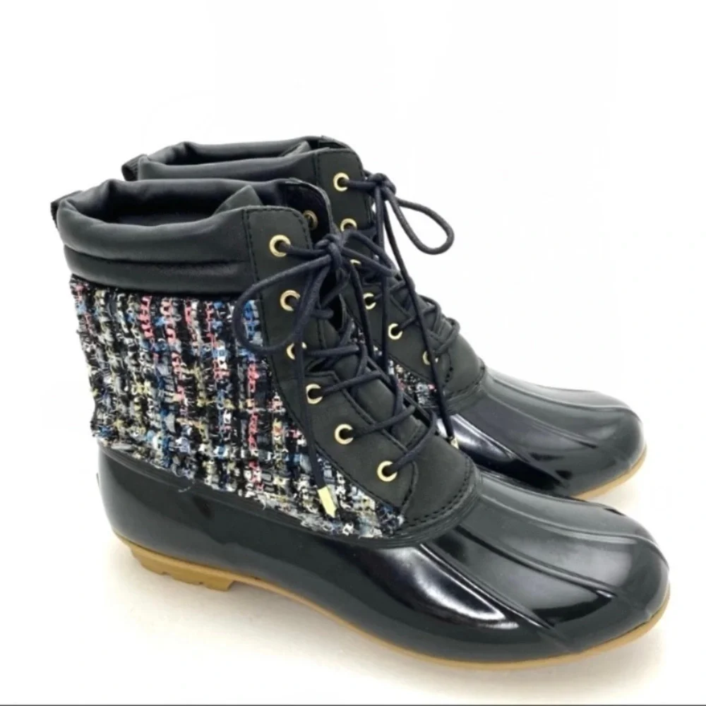 SAM Edelman Caldwell Tweed Winter Duck Boots in Multiple Color with Black Sz 10